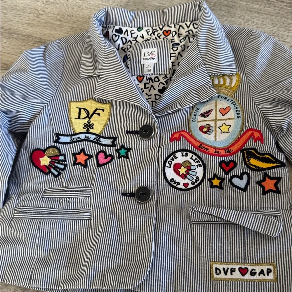 Diane von Furstenberg Girls Size 4 Blazer Jacket Embroidered Patchwork Designer